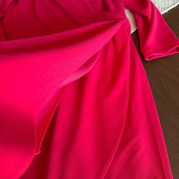 EUC Dillards Julia Jordan Ruched Wrap Dress V-Neck Pinkish Red Sz 12 Worn 1x - Picture 12 of 12